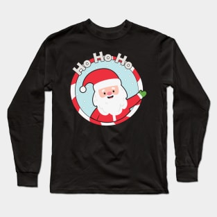 Ho Ho Ho Waving Santa Claus Long Sleeve T-Shirt